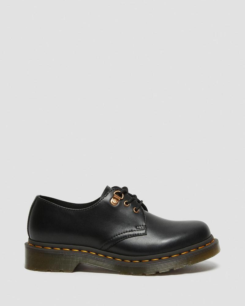 Women's Dr Martens 1461 Rose Gold Hardware Leather Oxfords Shoes Black | AU 367PJJ